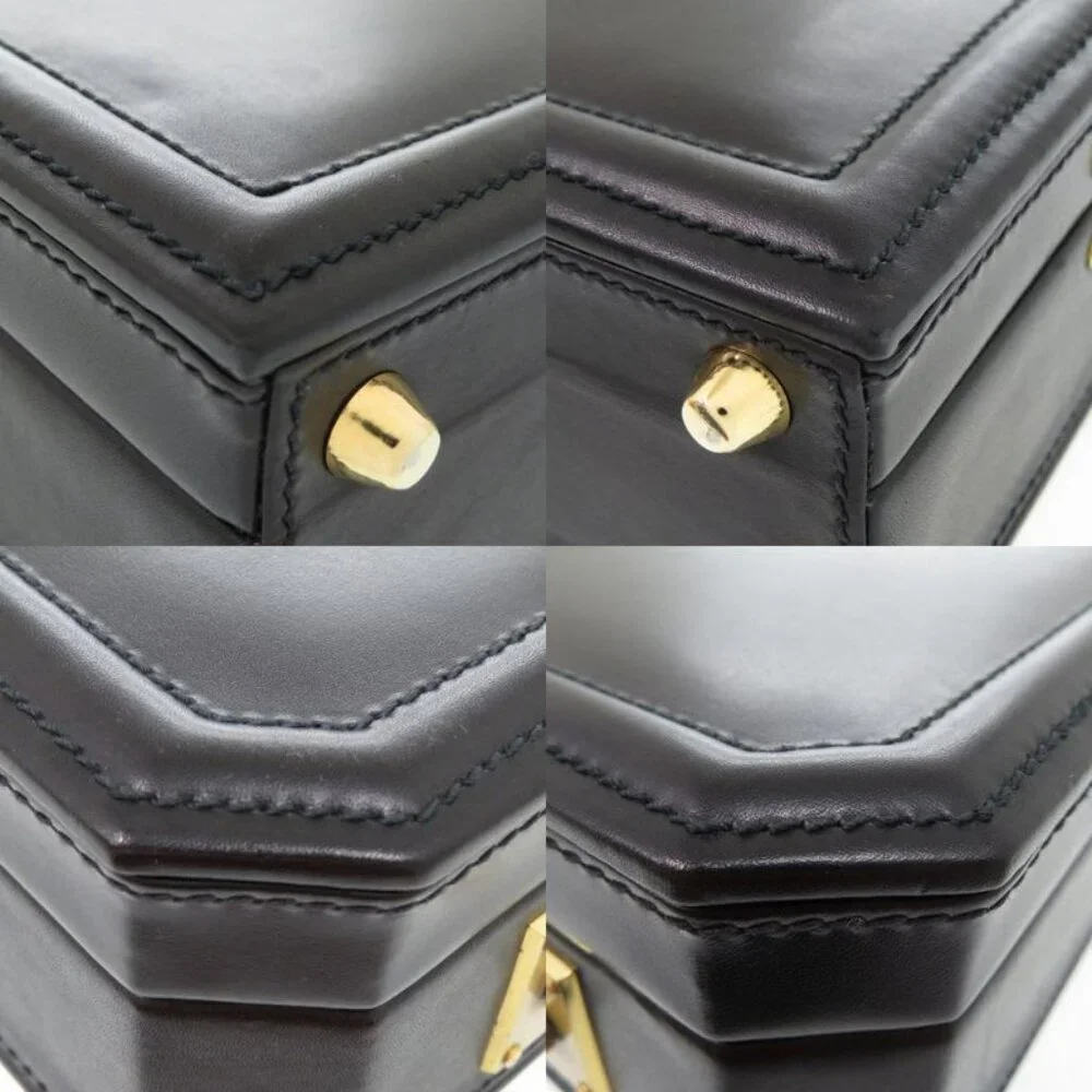 Gucci Vintage Trunk Case Briefcase Attache Leather Black 0957